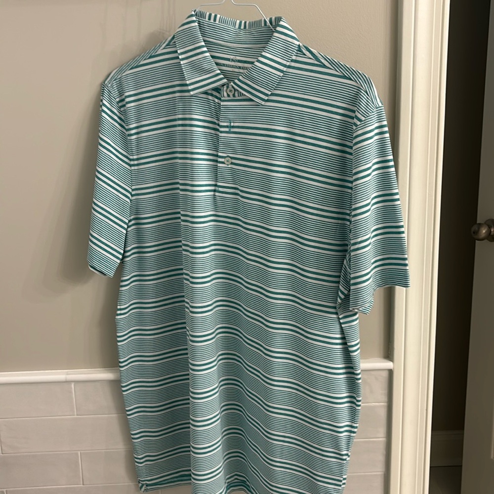 Men’s Large Southern Tide Teal Stripe PoLO EUC
